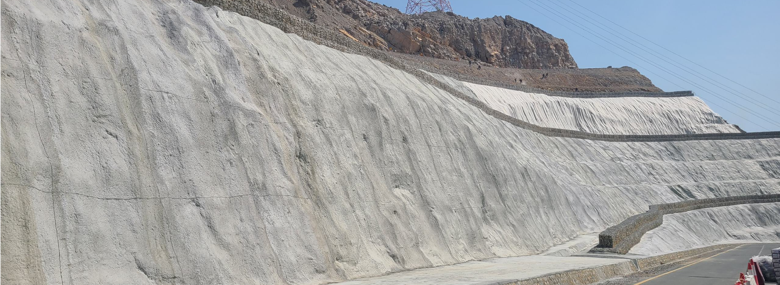 Slope Stabilization and Erosion Control at Musandam Gas Plant using ConstruckSlope Systems over an area of 45,500 m²